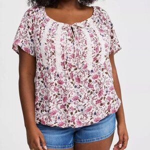 torrid Crinkle Gauze Flutter Sleeve Top paisley floral